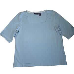 Liz Claiborne Women Square Neck Tops L Blue NWT